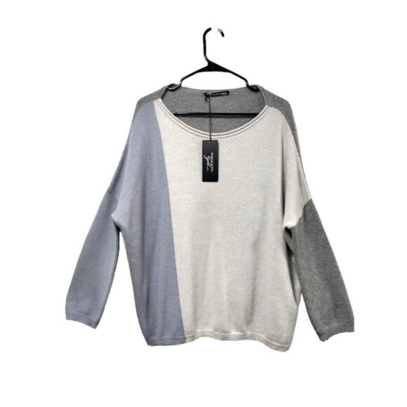 NWT BIANCALANCIA Color Block Oversized Cashmere blend Round Neck Sweater 46/10 - Picture 3 of 13